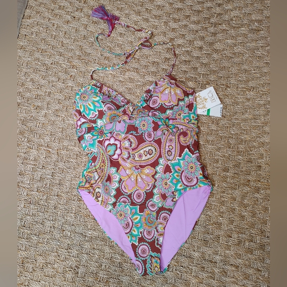 BECCA BY REBECCA VIRTUE GROOVY CANDICE MULTI-WAY ONE PIECE SWIMSUIT L - Picture 8 of 12